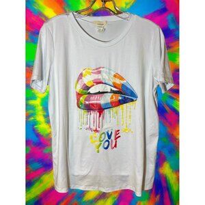 Dripping Rainbow Lip Art T-shirt